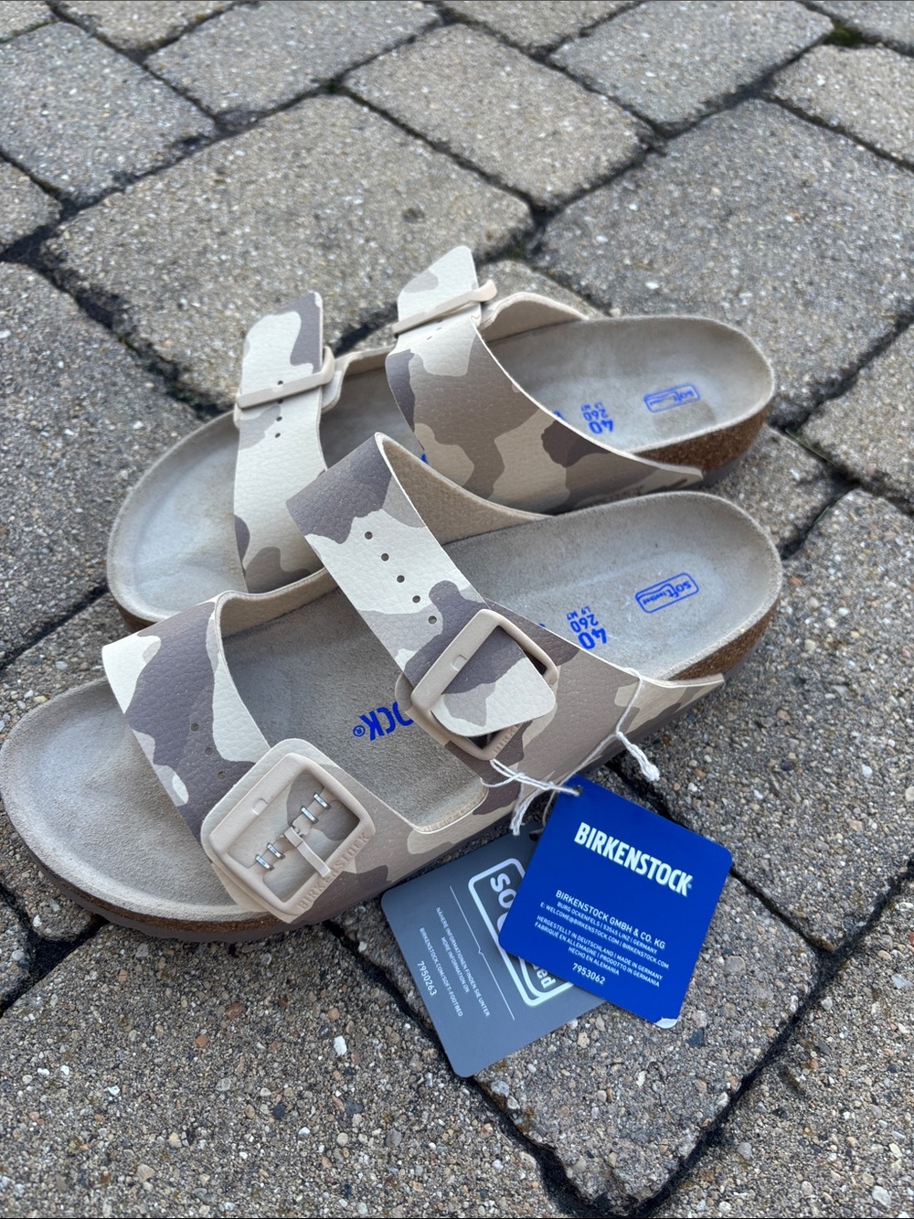 Birkenstock Neutral Camo Two-Strap Sandals - Adjustable Buckle Comfort - Picture 3 of 5